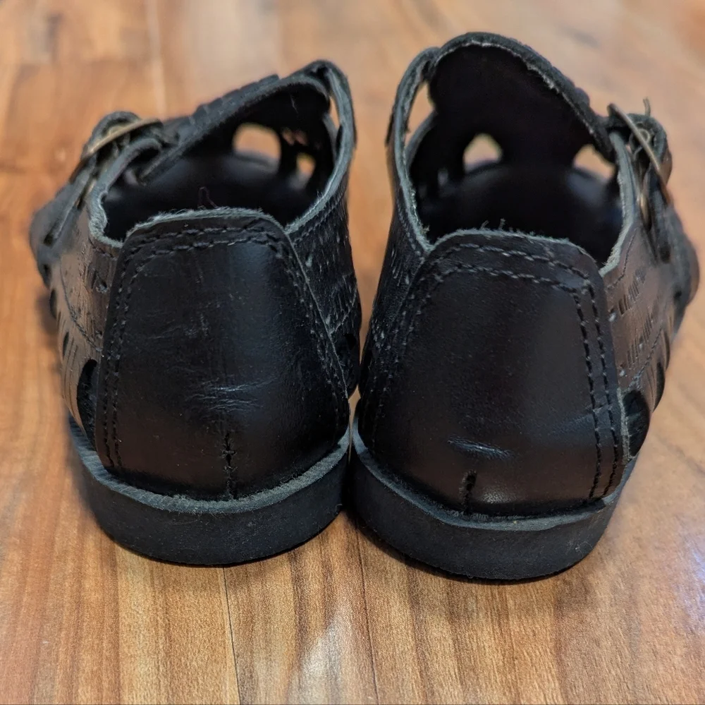 Panama Jack Vintage Genuine Leather Black Fisherman Sandals Unisex‎ Kids 8 1/2